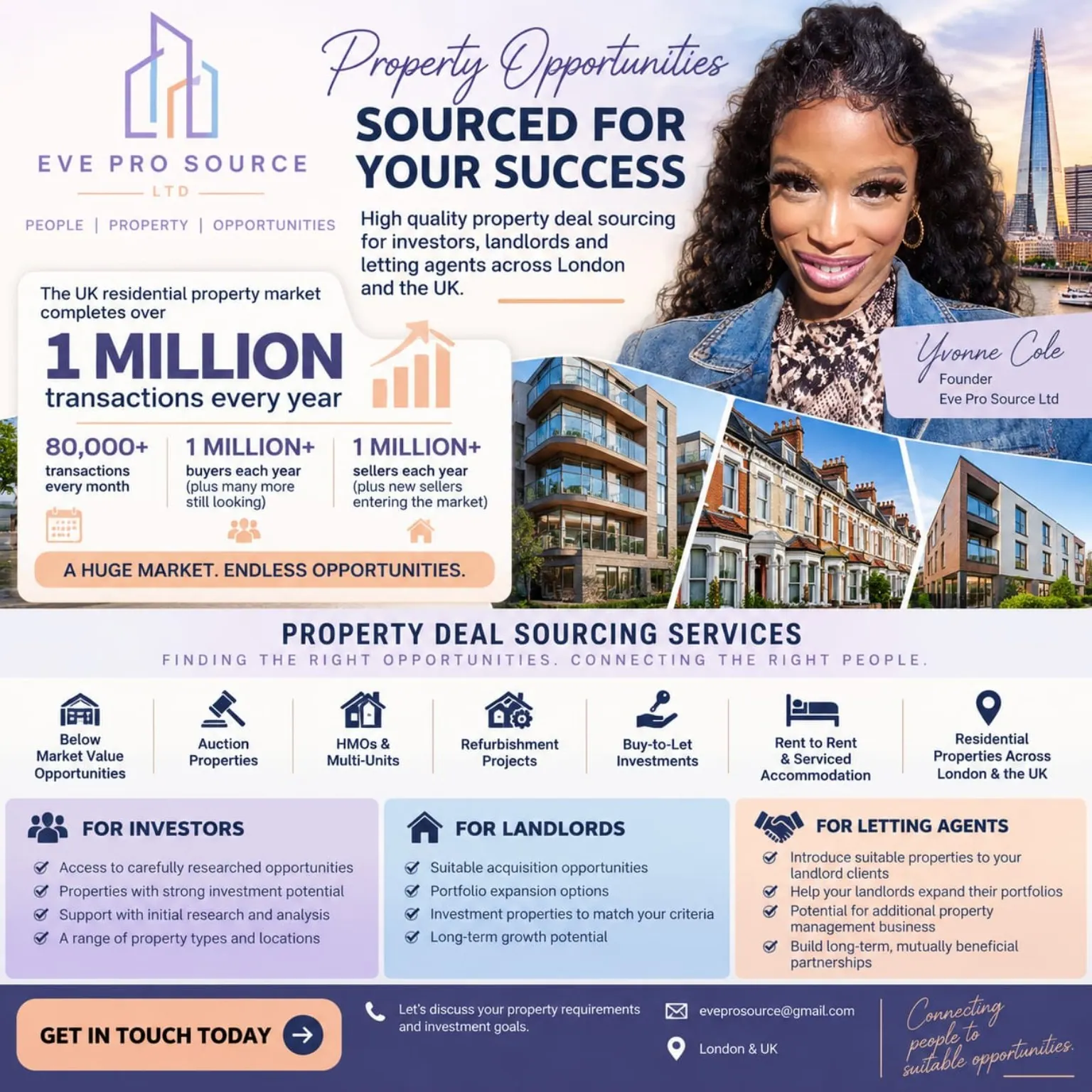 EVE PROSOURCE LTD property deal sourcing services for investors, landlords and letting agents across London and the UK