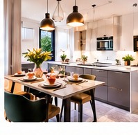 Illustrative kitchen and dining space